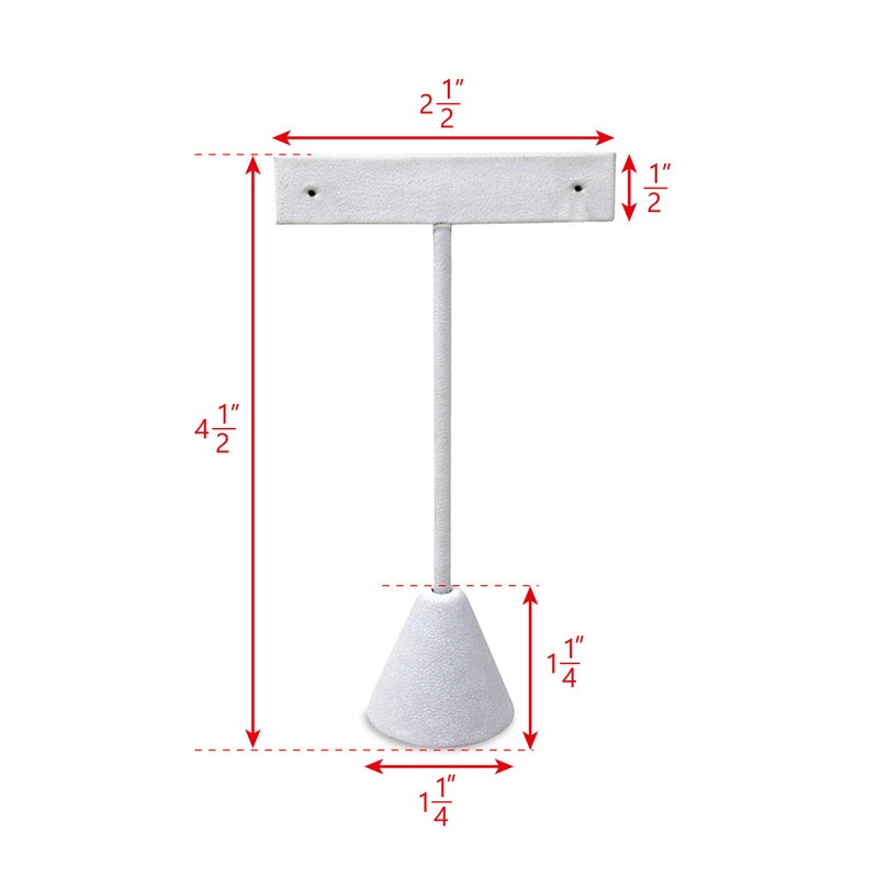 Ikee Design 6 Pcs Set Premium T- Shape Style Earring Display Stand, Earring Stand Jewelry Display for Showroom, Tradeshow, and Showcase, 2 1/2 W x 4 1/2 H in, White Faux Leather - Image 2